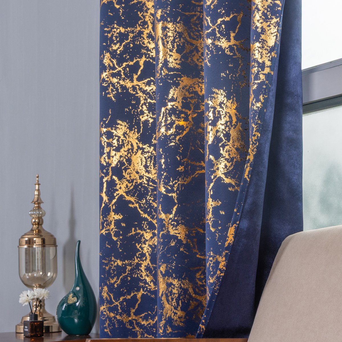 Curtain Fabric 009 Foil Printed 135x260cm fabric texture view 3