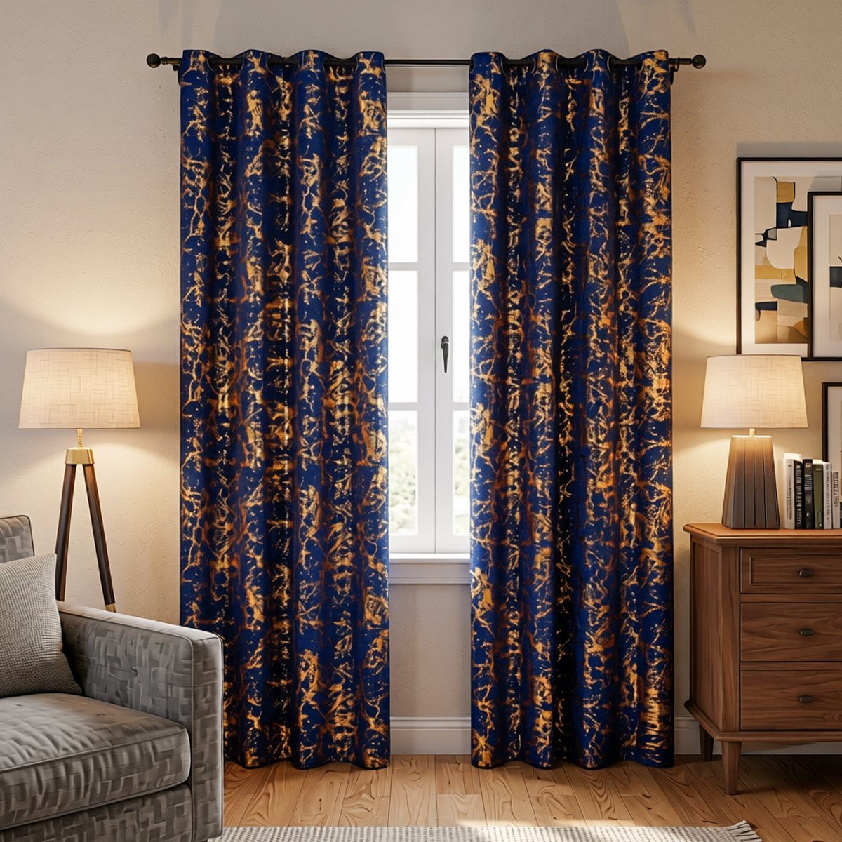 Ready Made curtain fabric supplier in China - Curtain Fabric 009 Foil Printed 135x260cm