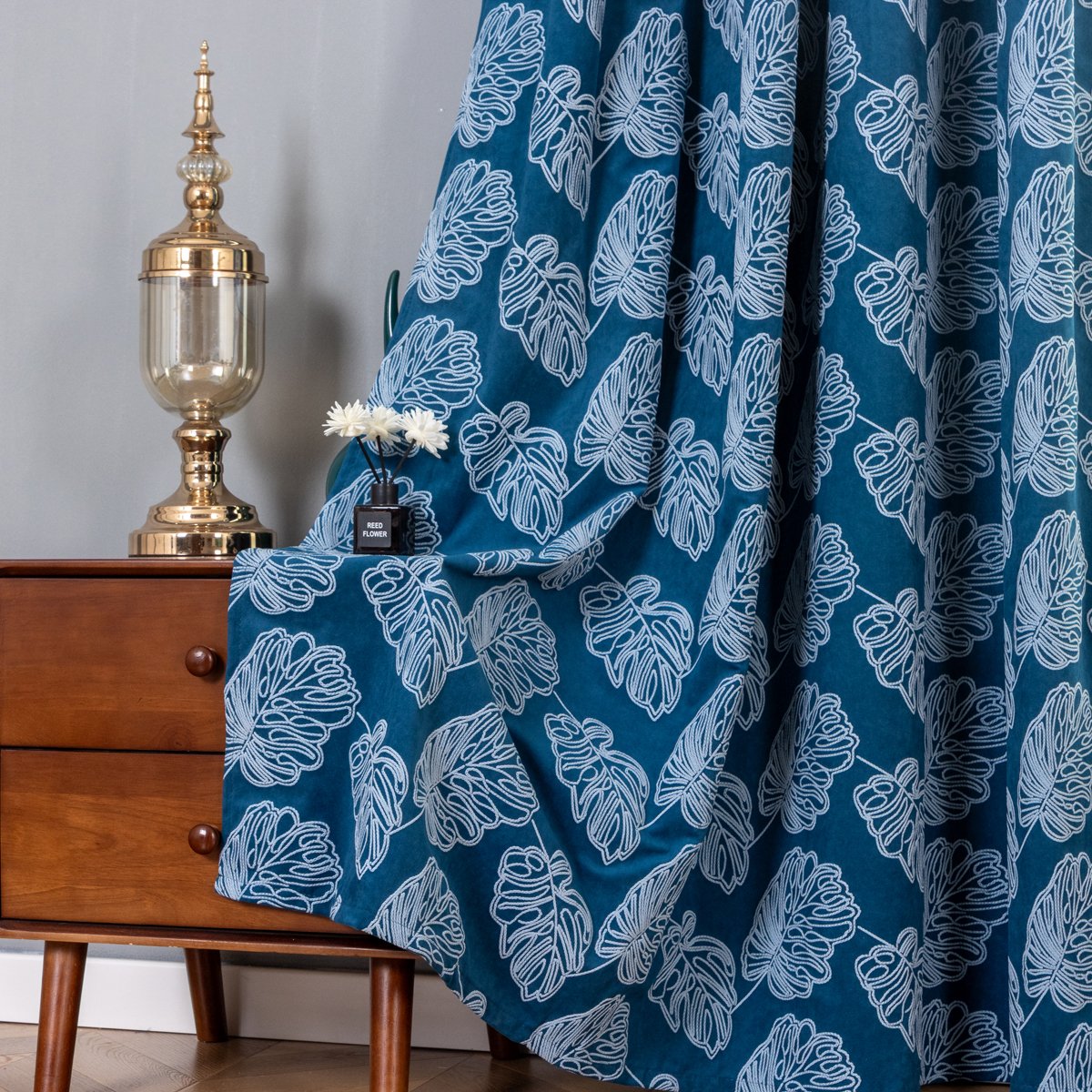 Curtain Fabric 1101 3D Embossed 140x260cm fabric texture view 2