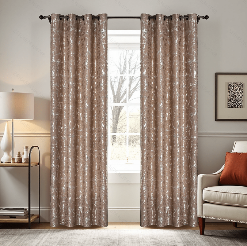 Ready Made curtain fabric supplier in China - Curtain Fabric 2189 Silver Foil Printed 135x260cm