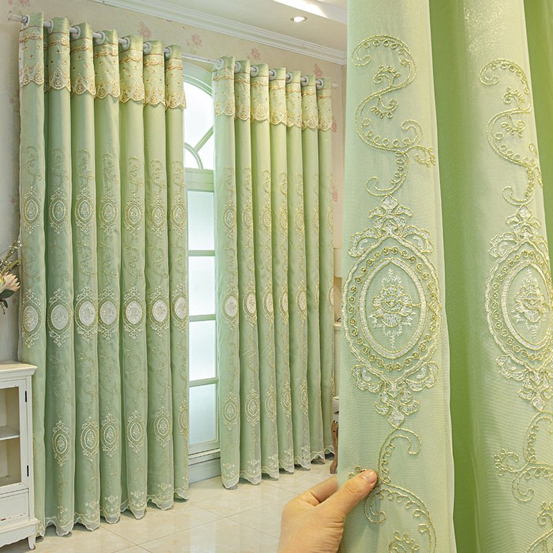 Lavender Embroidered Ready Made Curtain fabric texture view 2