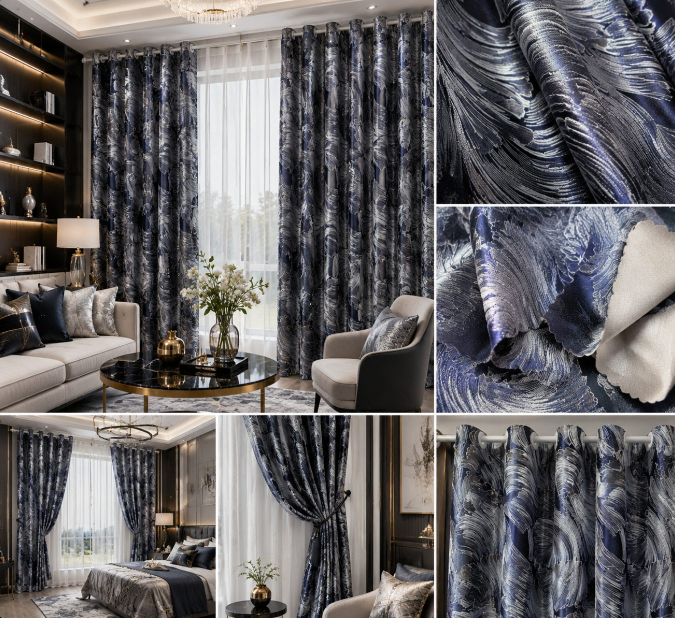 Jacquard Curtain Fabric 210GSM 100% Polyester fabric texture view 5
