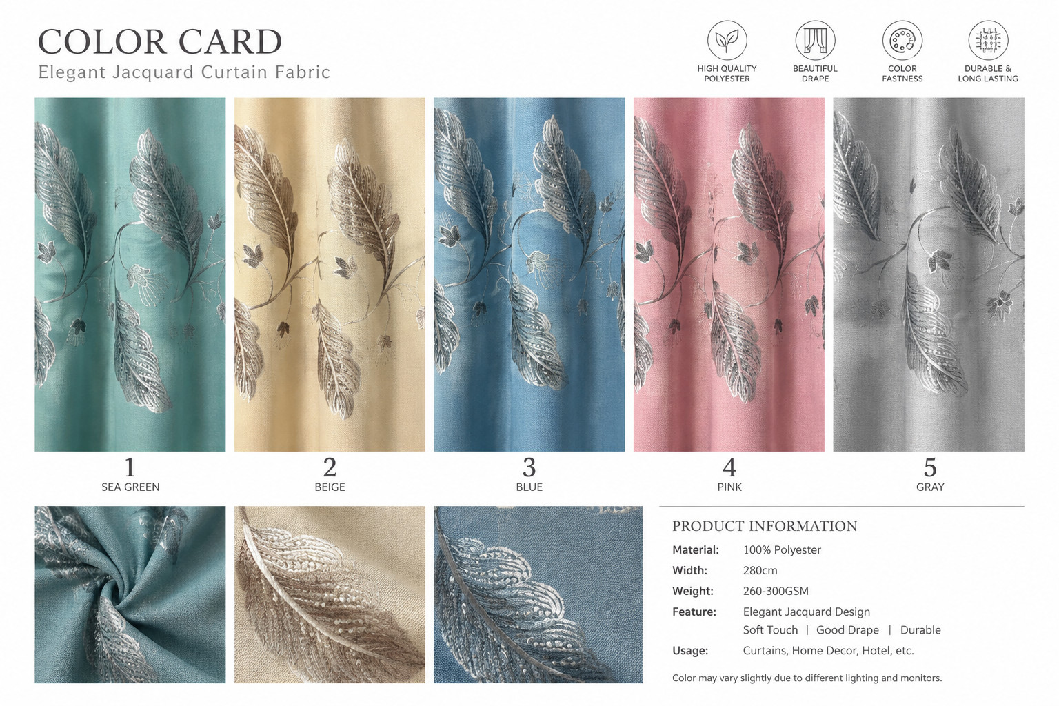 Jacquard Curtain Fabric 100% Polyester fabric texture view 6