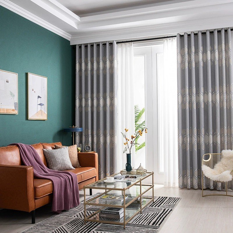 Jacquard Blackout Curtain Fabric 240GSM 100% Polyester fabric texture view 3