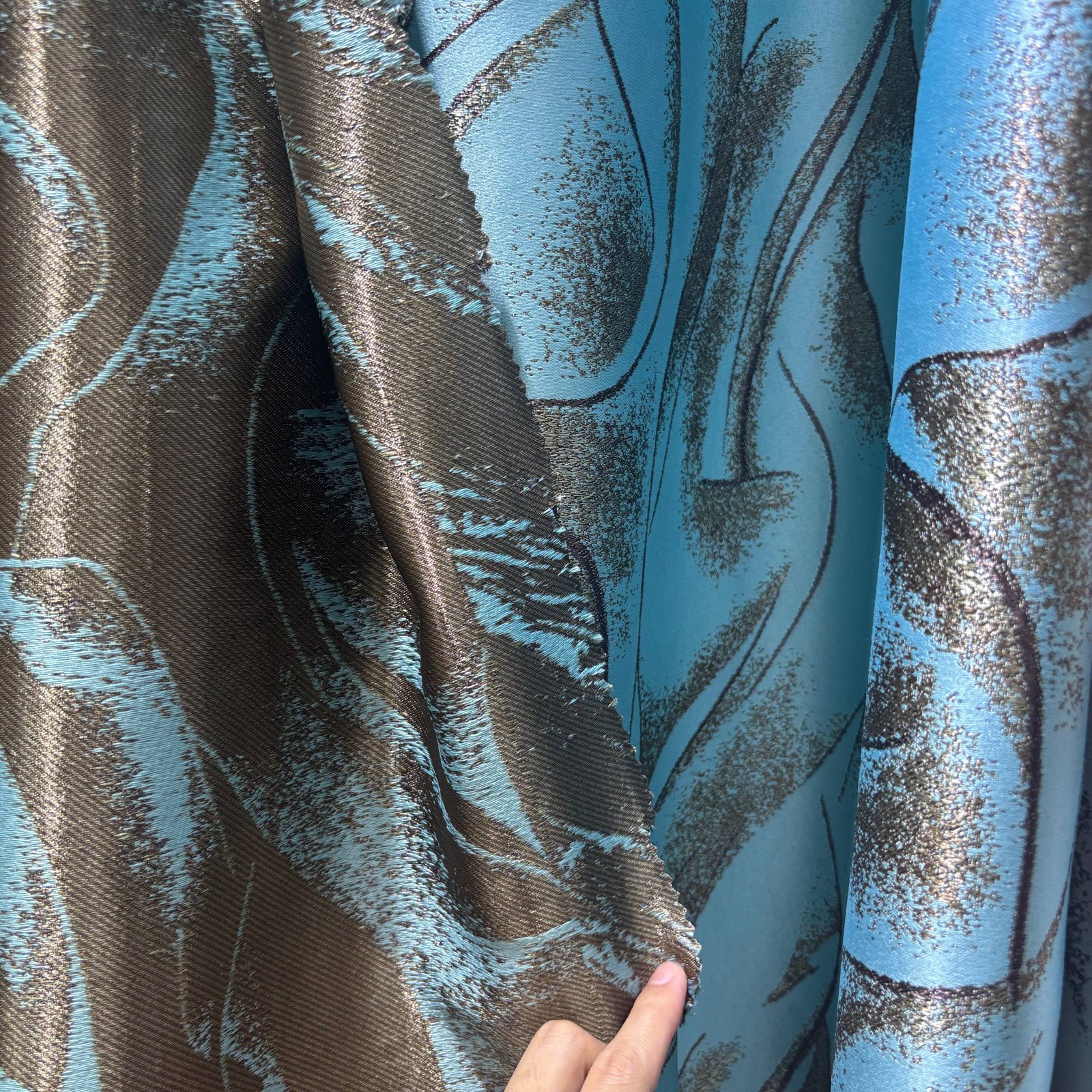 Luxury Jacquard Mountain Landscape Blackout Curtain Fabric fabric texture view 15