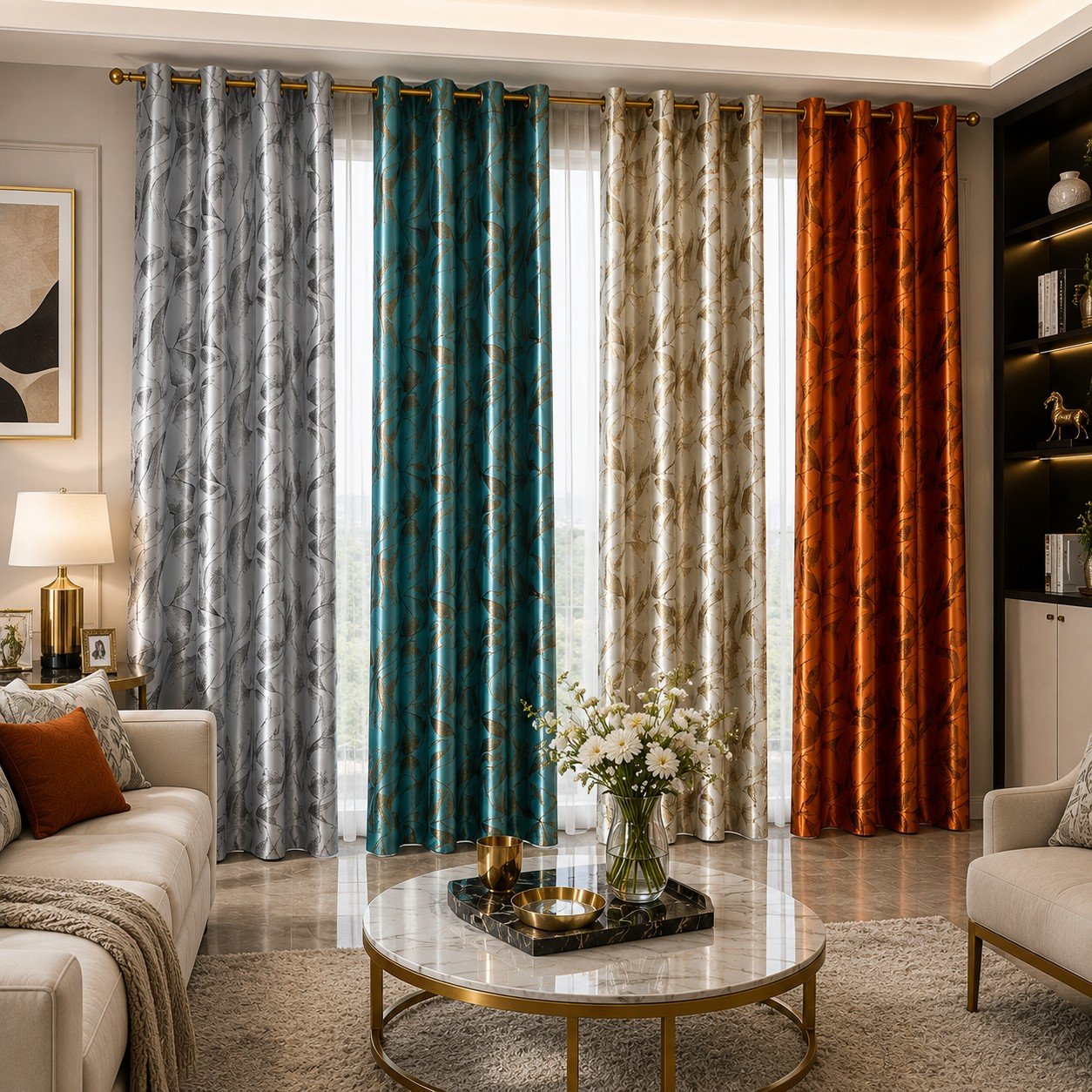 Luxury Jacquard Mountain Landscape Blackout Curtain Fabric fabric texture view 14