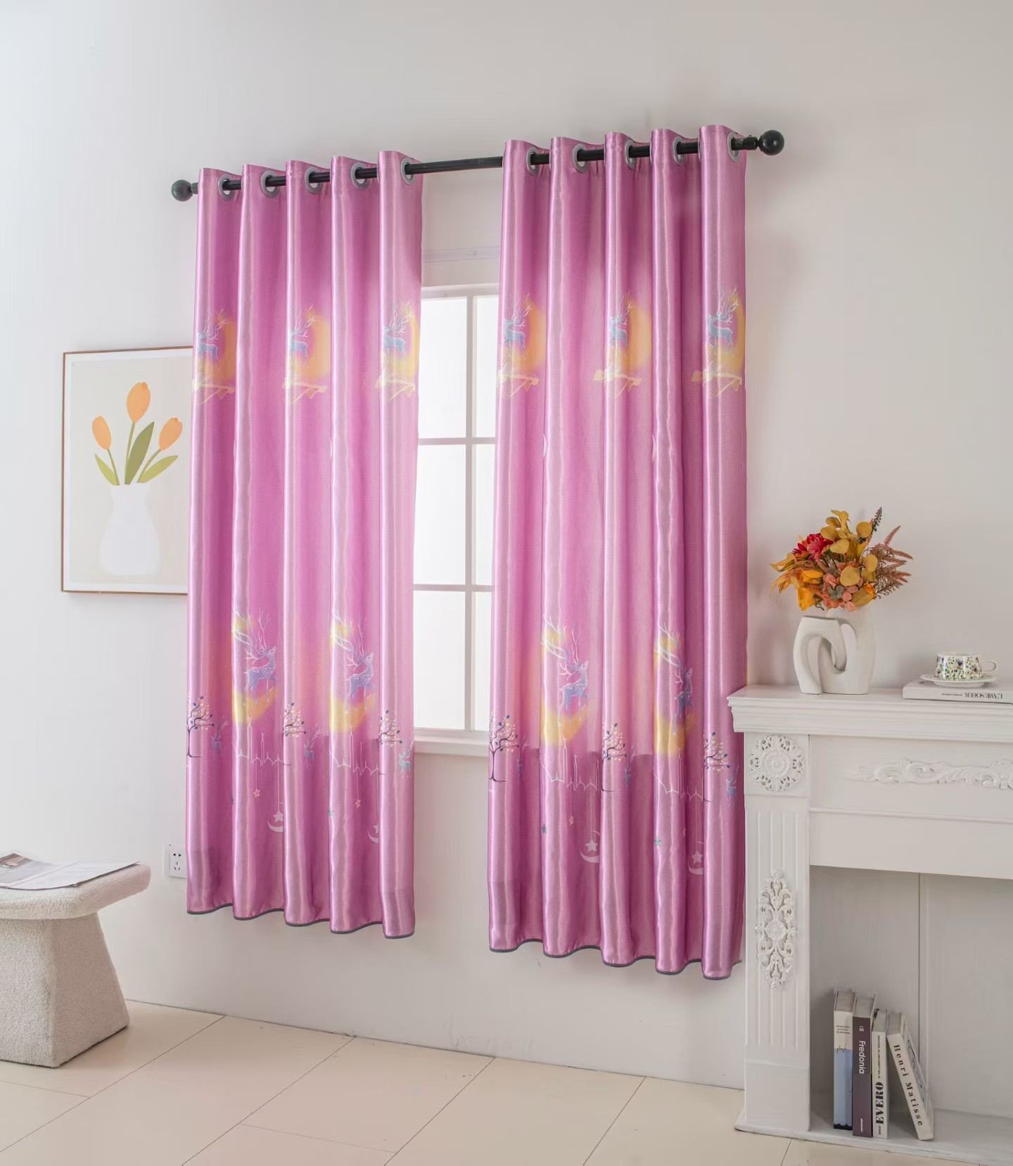 Printed Curtain Fabric Blackout 280GSM 100% Polyester fabric texture view 3