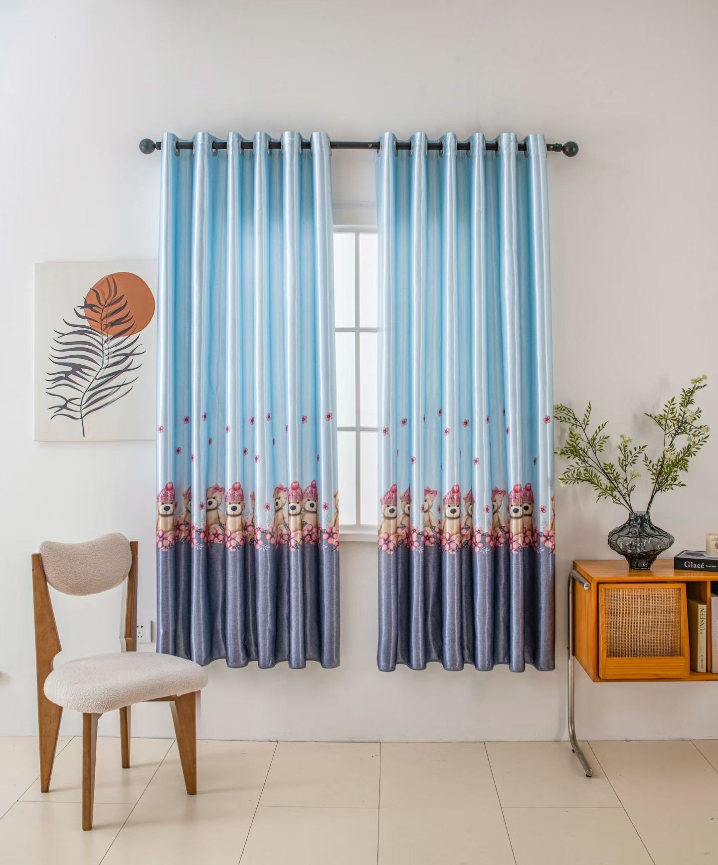 Printed Curtain Fabric Blackout 280GSM 100% Polyester fabric texture view 2