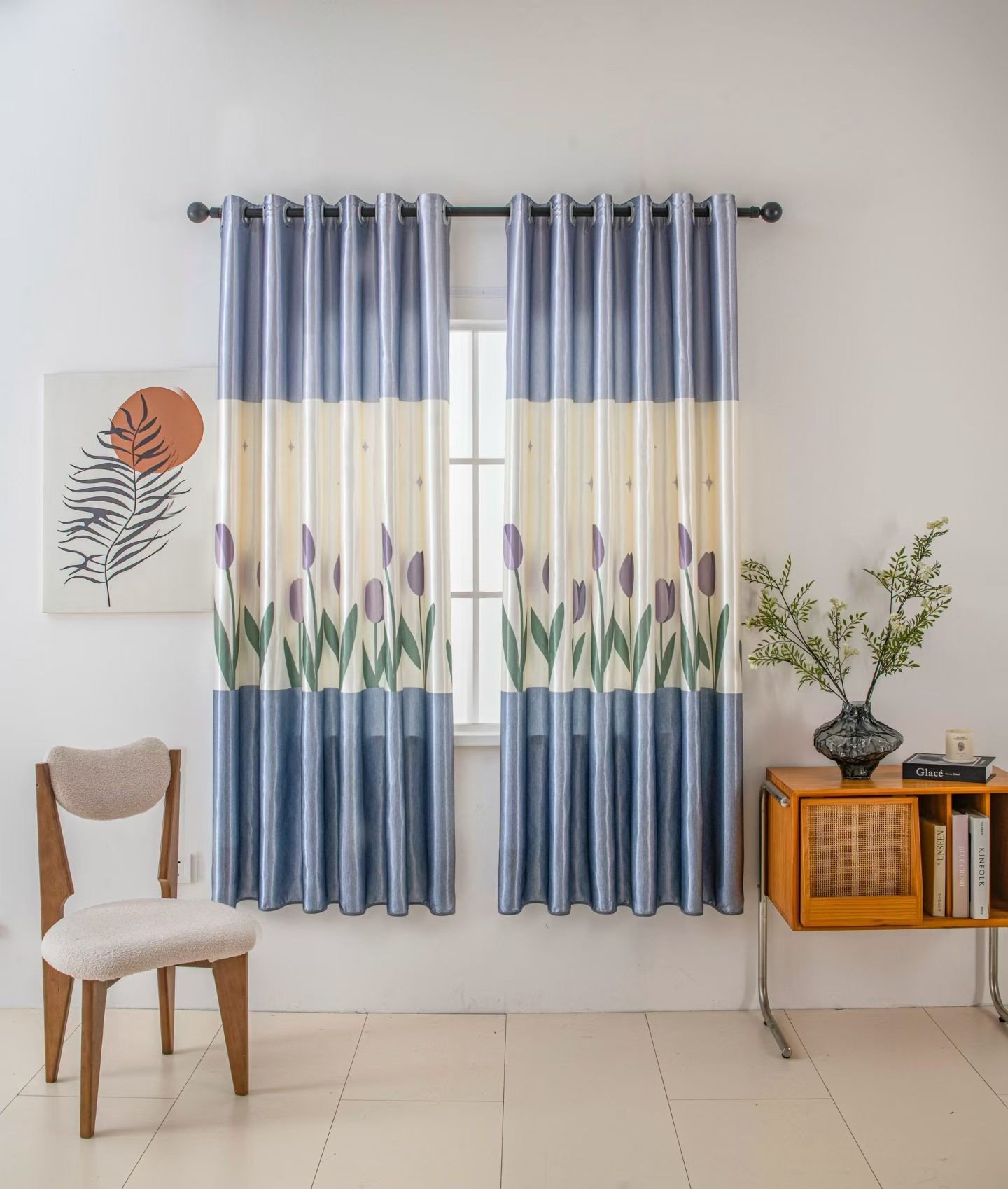 Printed Curtain Fabric Blackout 280GSM 100% Polyester fabric texture view 2