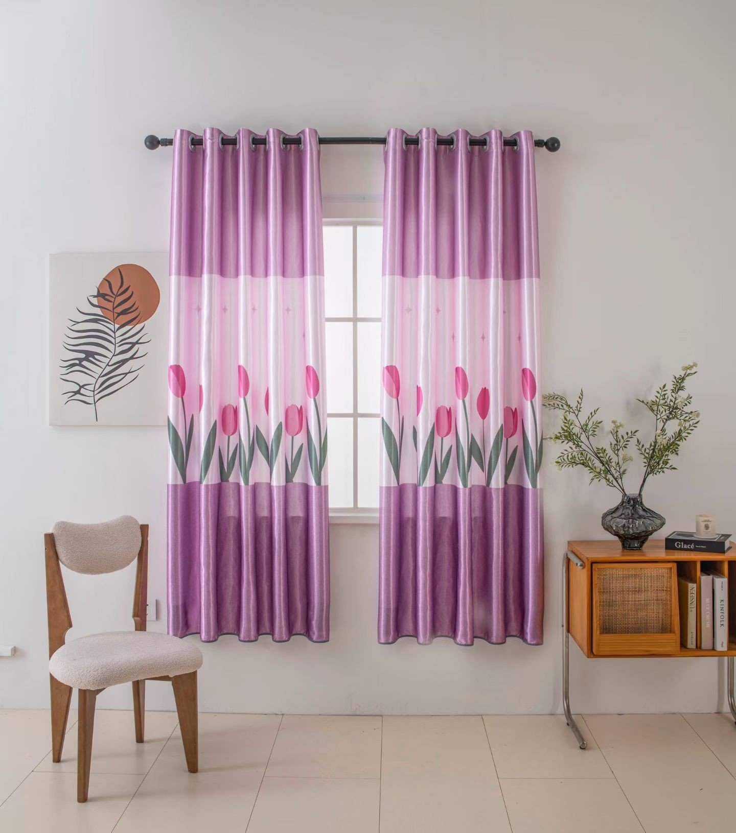 Printed Curtain Fabric Blackout 280GSM 100% Polyester fabric texture view 5