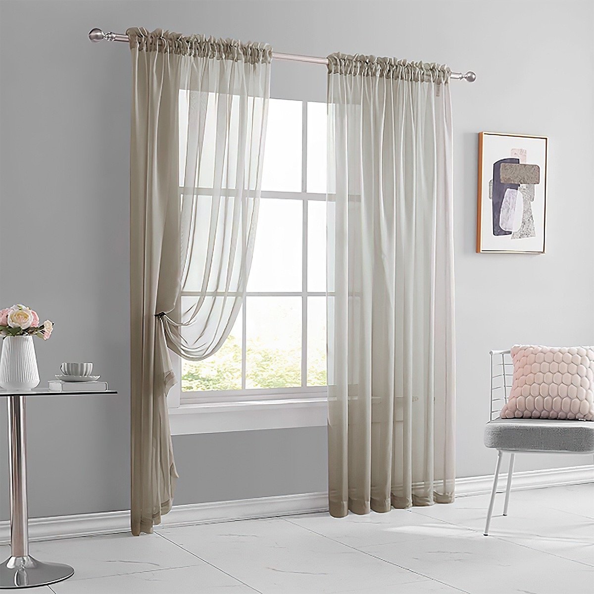 Sheer Curtain Fabric 100% Polyester fabric texture view 2