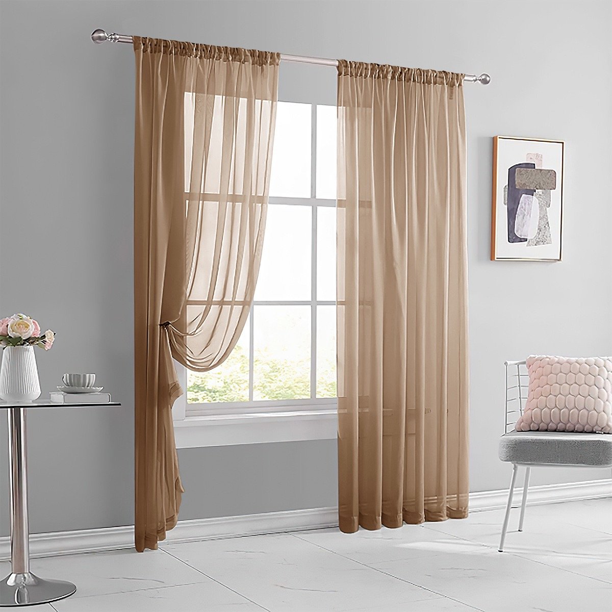 Sheer Curtain Fabric 100% Polyester fabric texture view 5