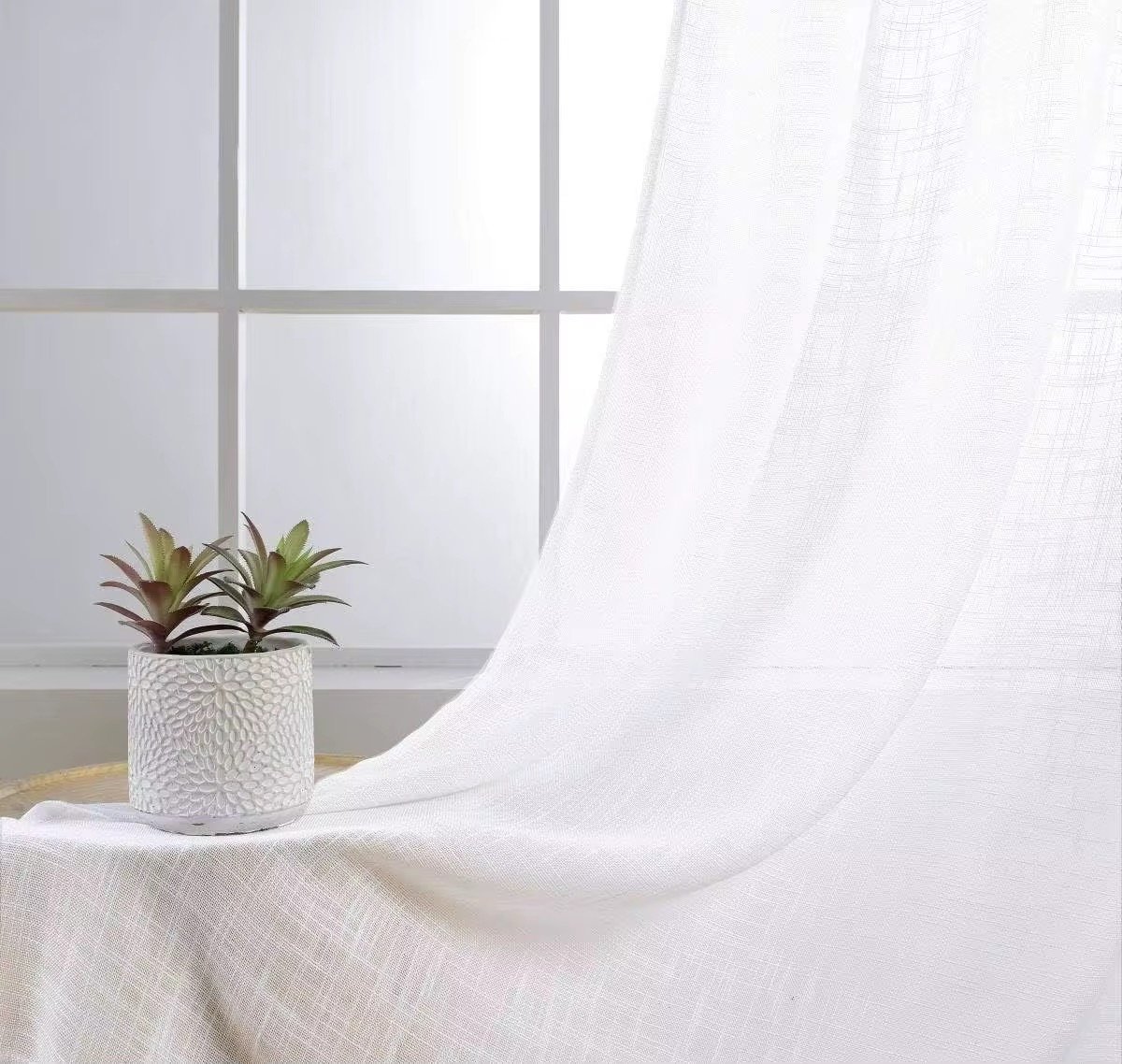 Sheer Curtain Fabric 100% Polyester fabric texture view 2