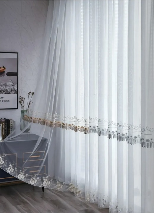 Sheer Curtain Fabric 100% Polyester fabric texture view 2