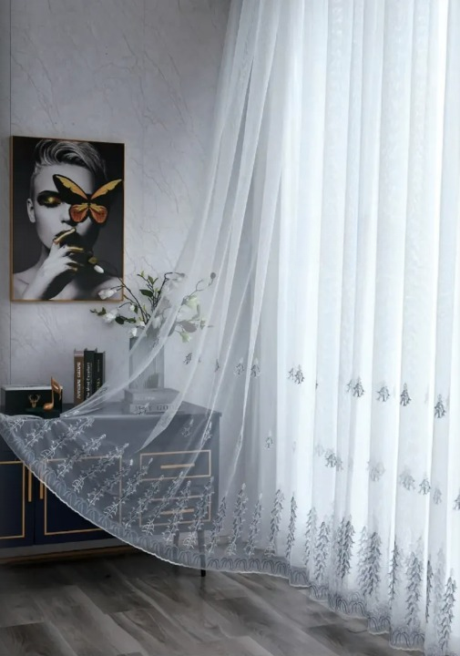 Sheer Curtain Fabric 100% Polyester fabric texture view 4