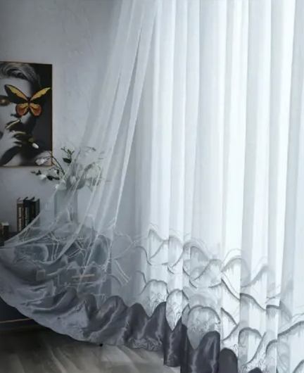Sheer Curtain Fabric 100% Polyester fabric texture view 2