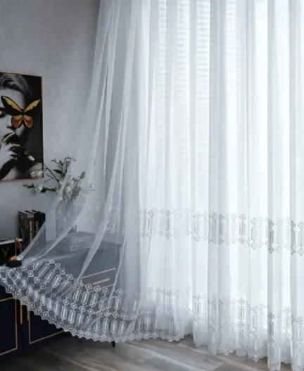 Sheer Curtain Fabric 100% Polyester fabric texture view 4