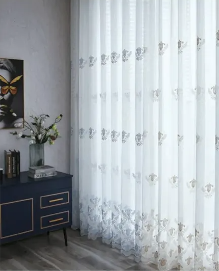 Sheer Curtain Fabric 100% Polyester fabric texture view 5