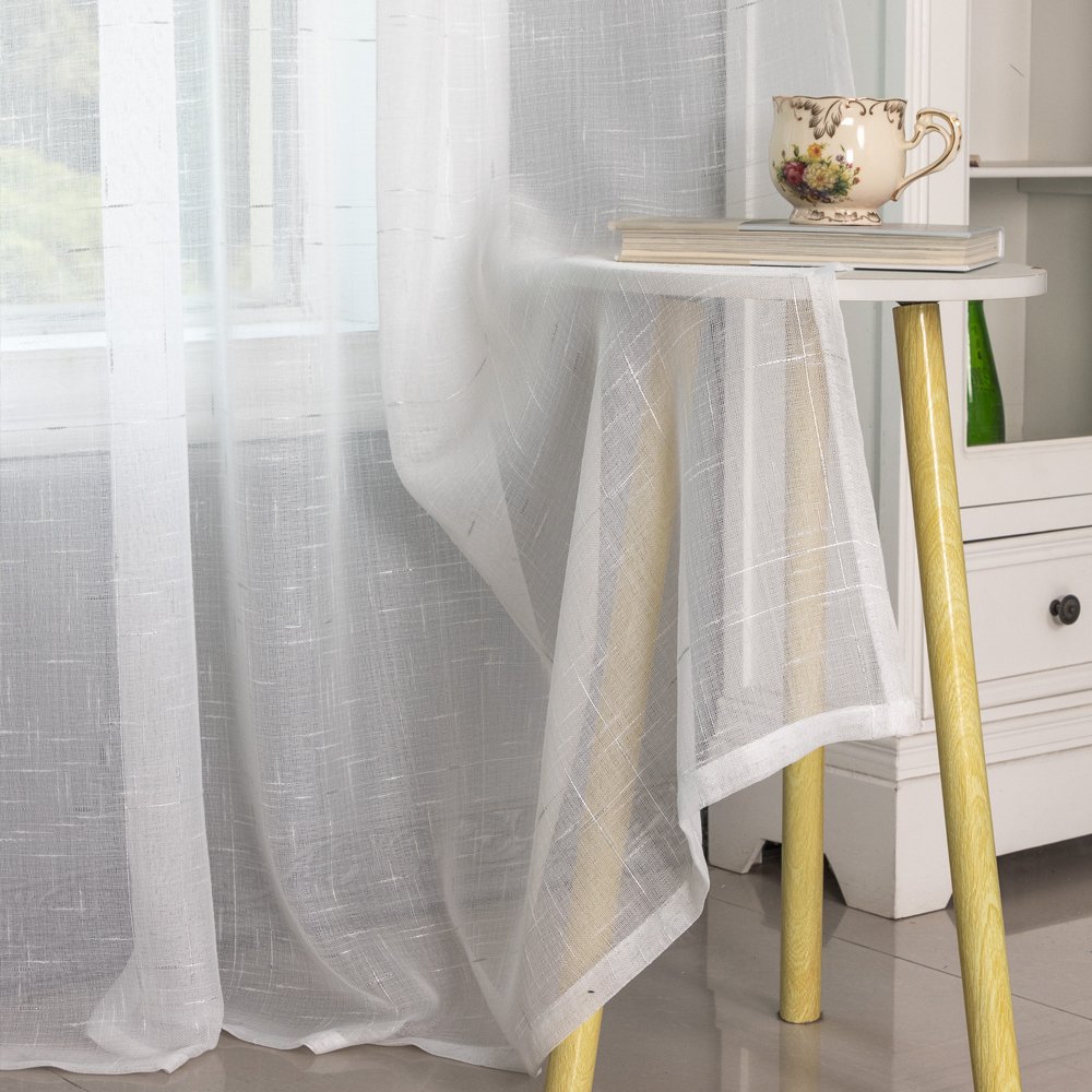 Sheer Curtain Gold Silver Grid fabric texture view 2