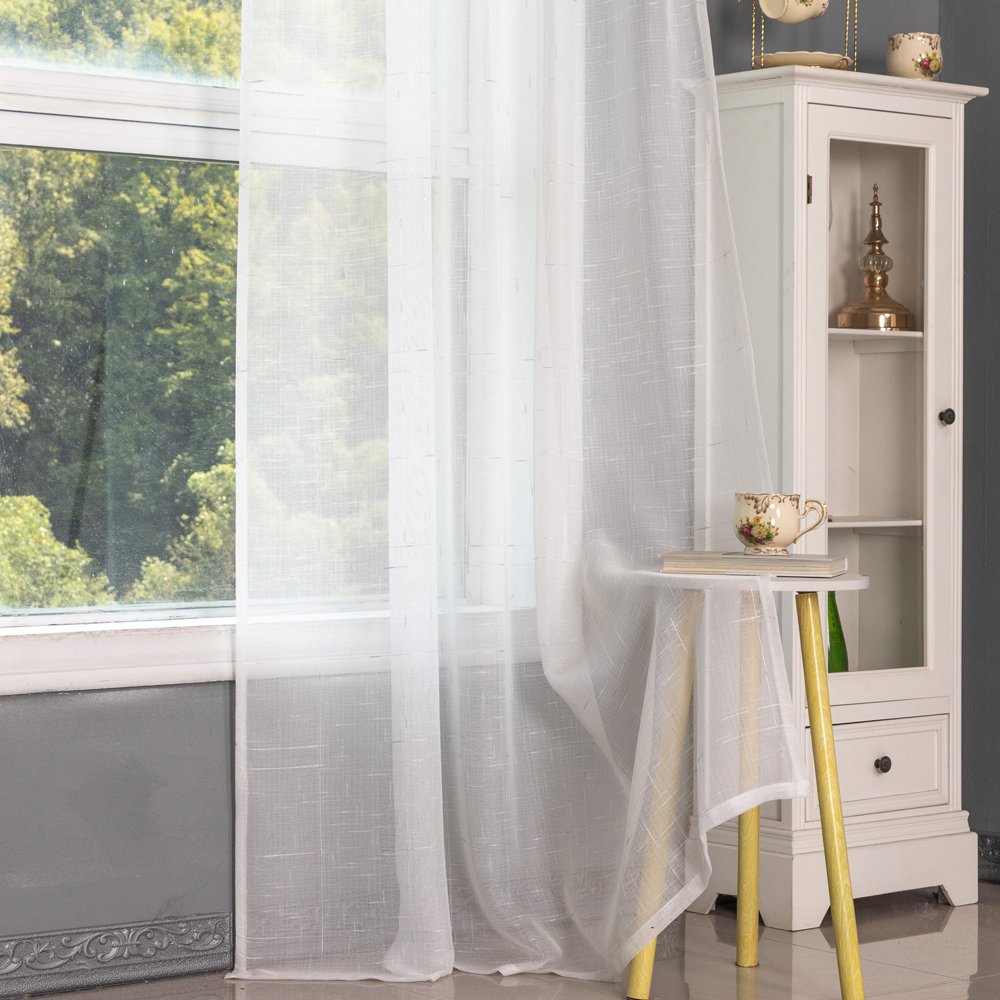 Ready Made curtain fabric supplier in China - Sheer Curtain Gold Silver Grid