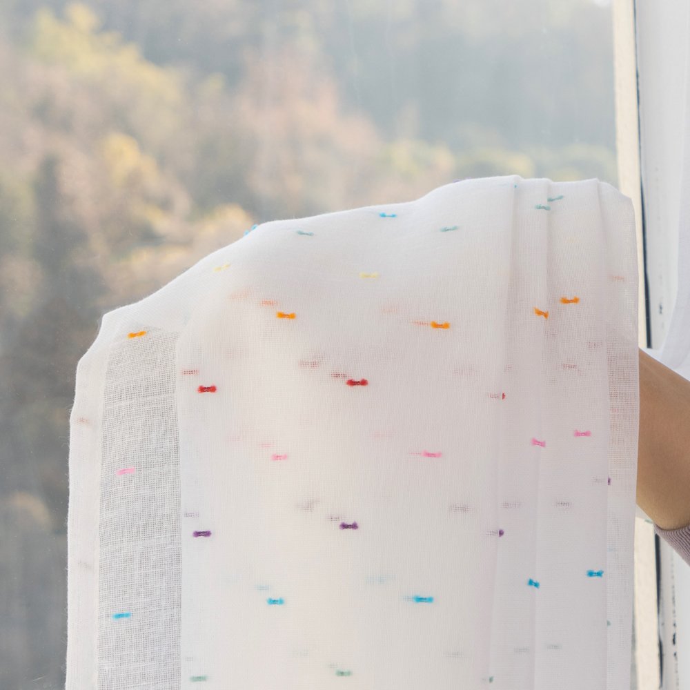 Sheer Curtain 1108 Colorful Dots fabric texture view 4