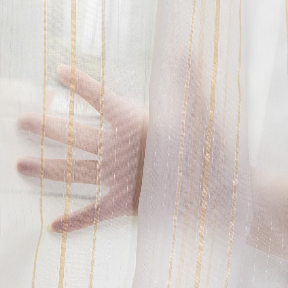 Sheer Curtain 075 White/Gold fabric texture view 3