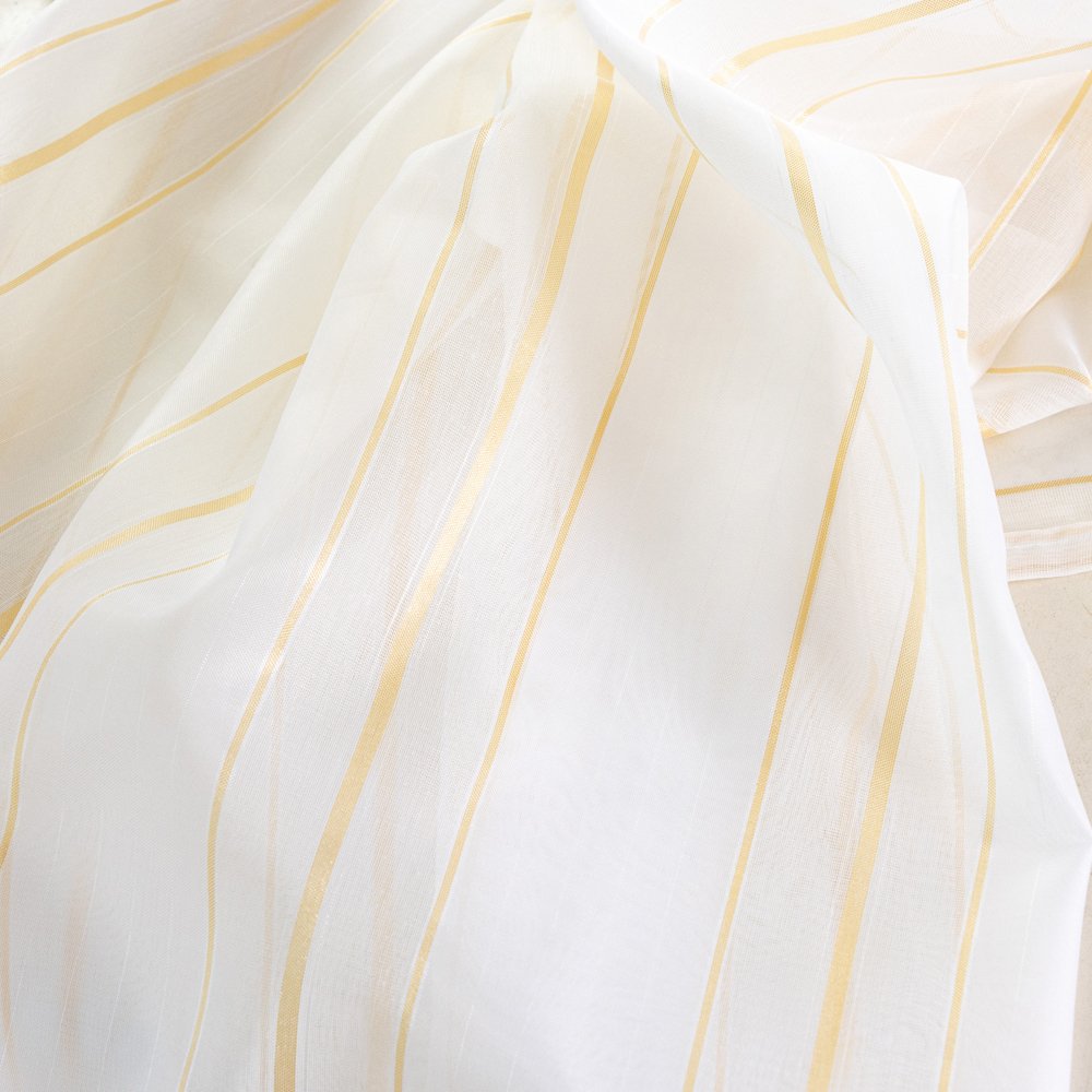 Sheer Curtain 075 White/Gold fabric texture view 4