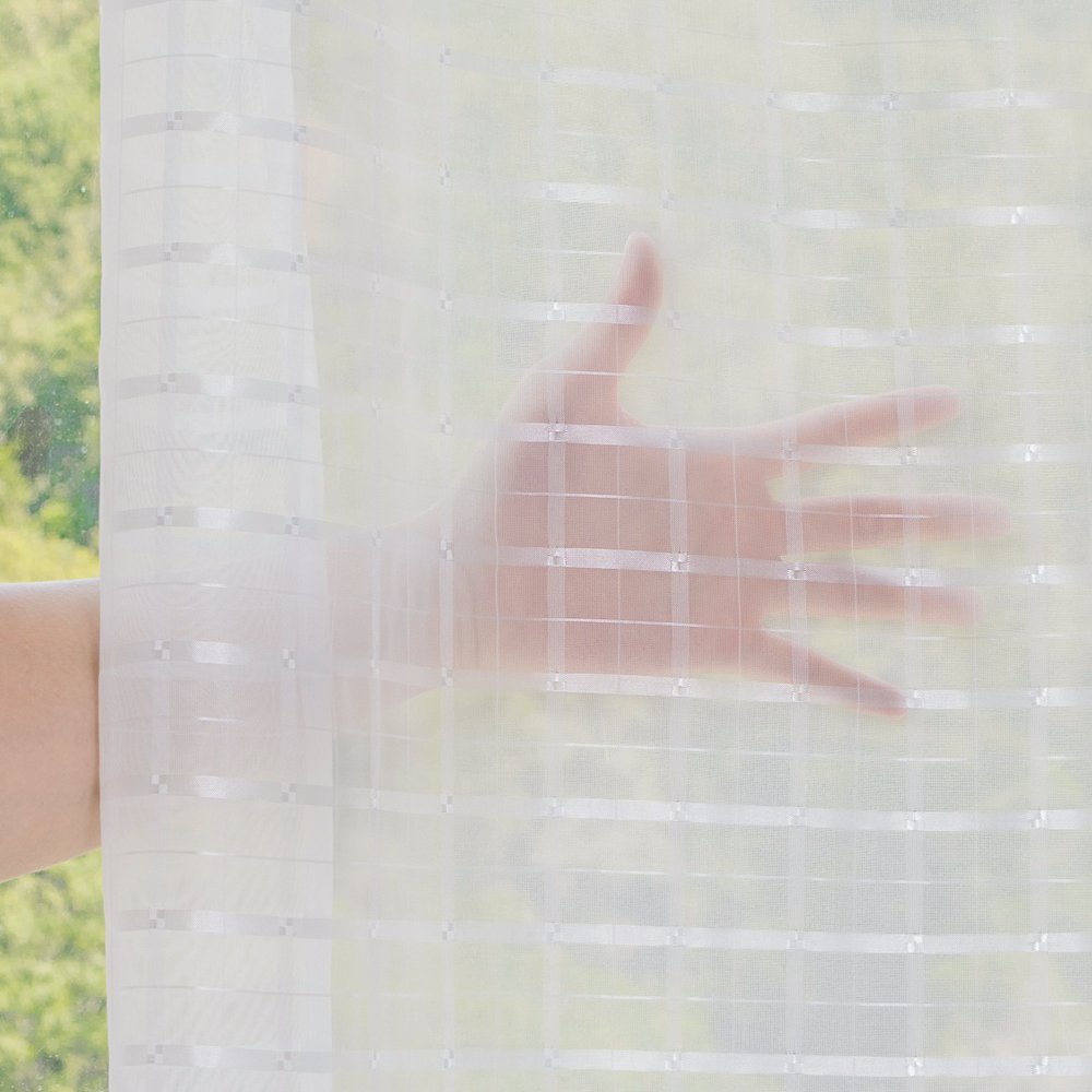 Sheer Curtain Tianzi Grid fabric texture view 3