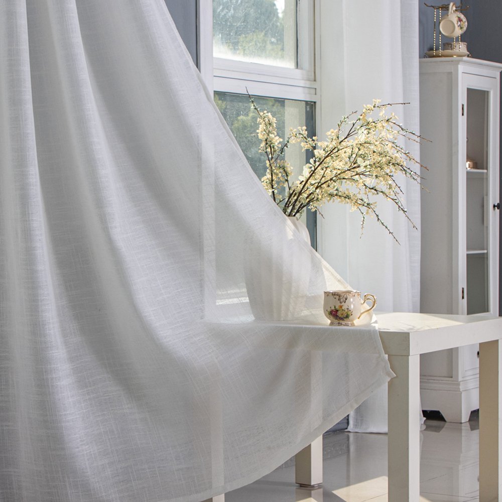 Ready Made curtain fabric supplier in China - Sheer Curtain Slub Textured Sheer