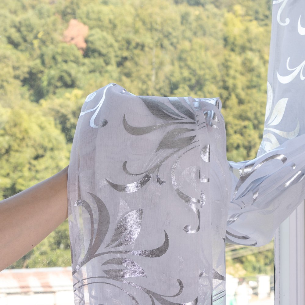 Sheer Curtain Leaves fabric texture view 4