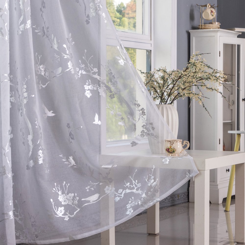 Sheer Curtain Little Birds fabric texture view 2