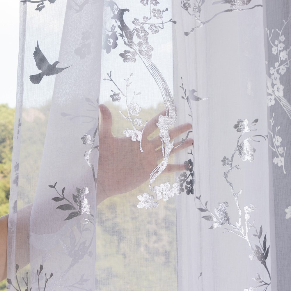 Sheer Curtain Little Birds fabric texture view 4