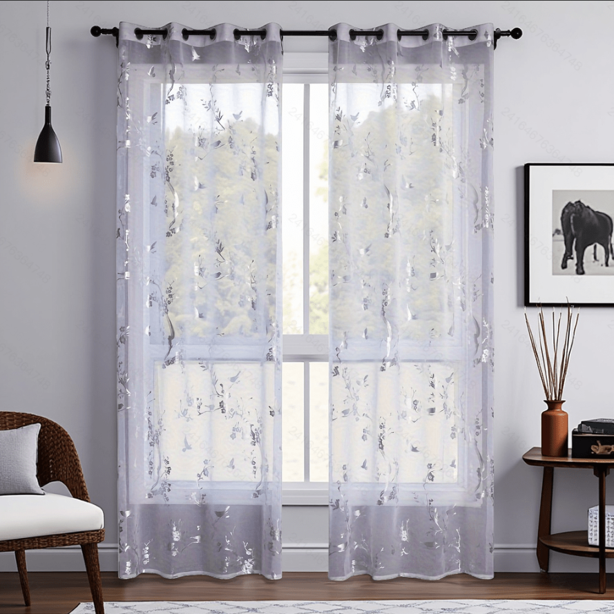 Ready Made curtain fabric supplier in China - Sheer Curtain Little Birds