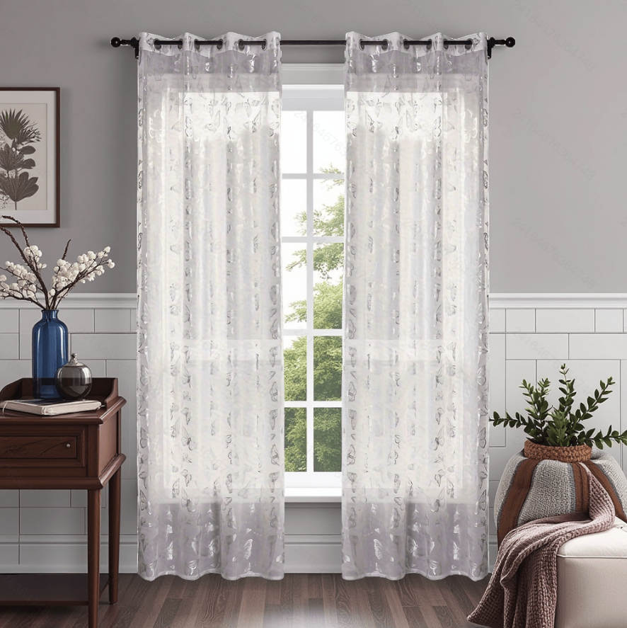 Ready Made curtain fabric supplier in China - Sheer Curtain Butterfly