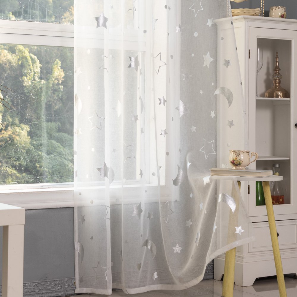 Sheer Curtain Stars fabric texture view 2