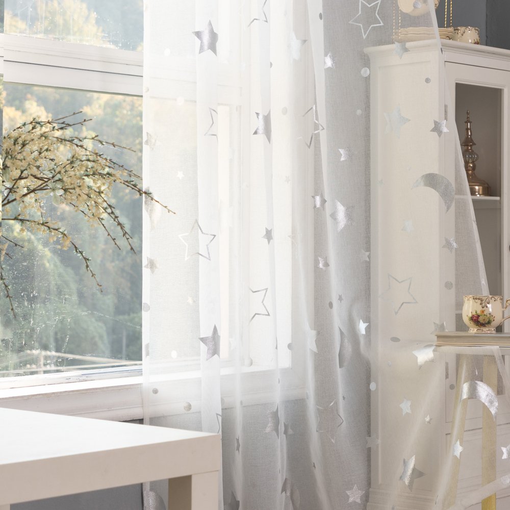 Sheer Curtain Stars fabric texture view 3