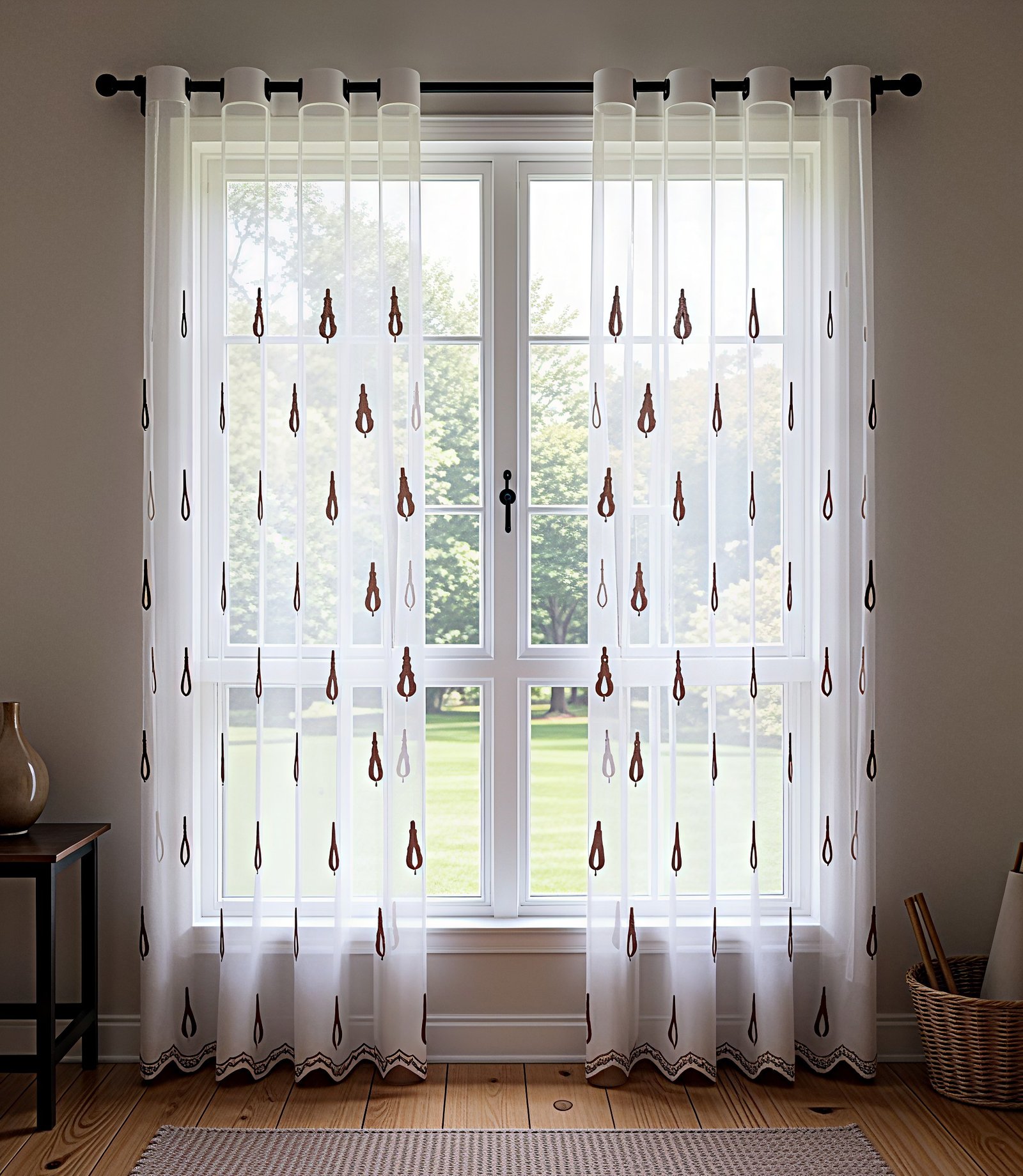 Ready Made curtain fabric supplier in China - Sheer Curtain Little Trees