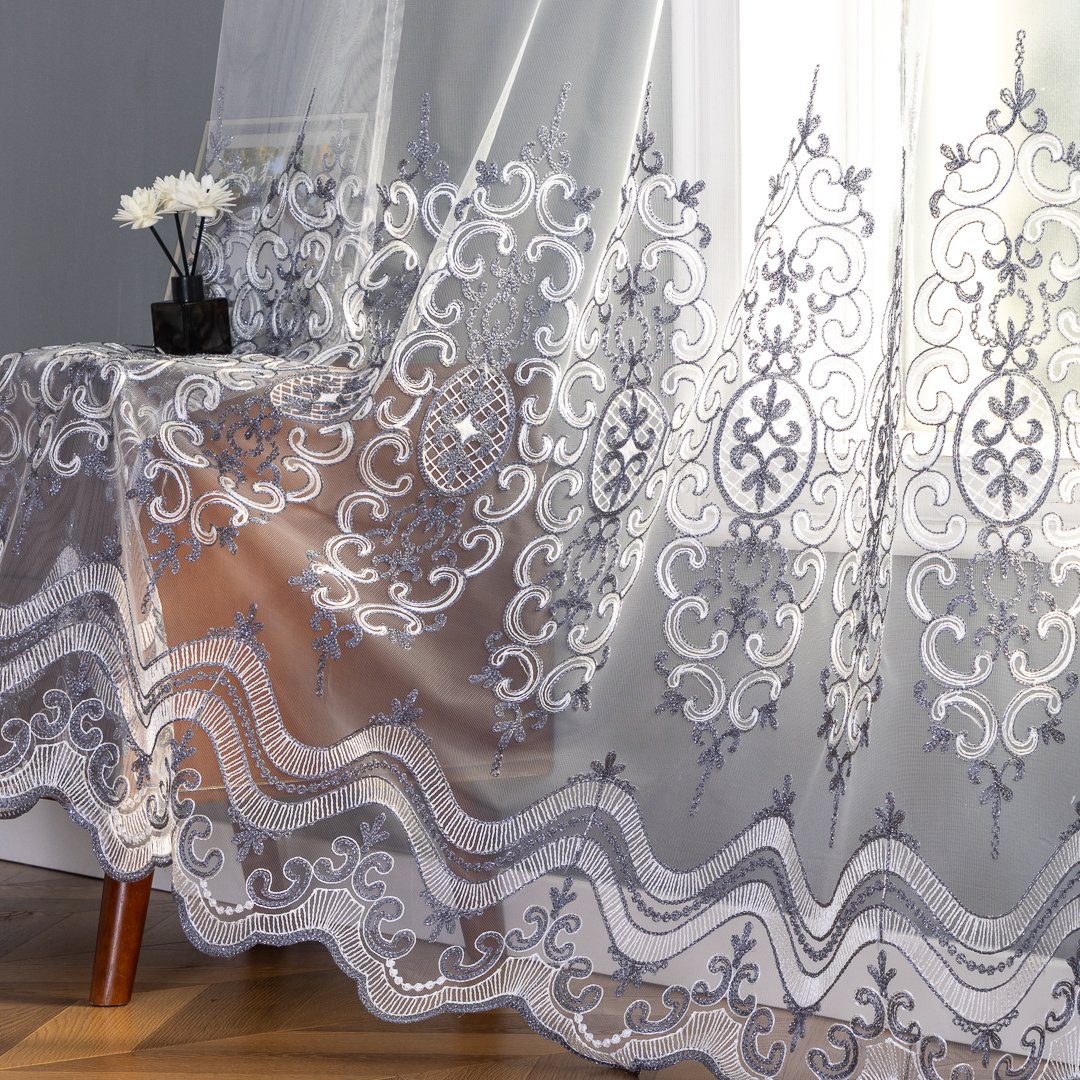 Sheer Curtain EMB001 fabric texture view 3