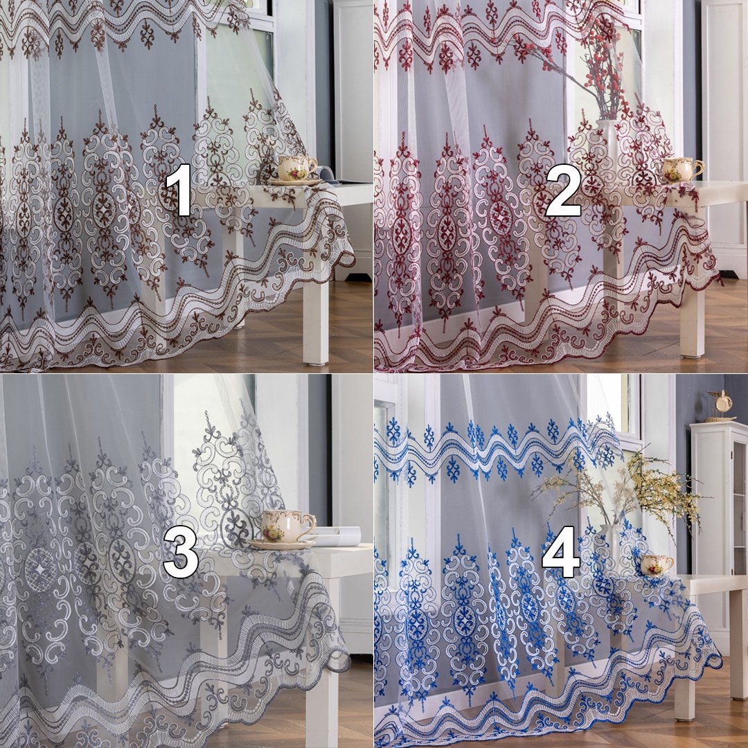 Sheer Curtain EMB001 fabric texture view 4