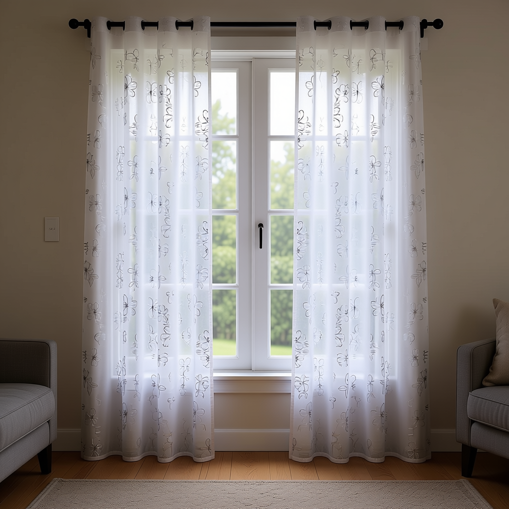 Ready Made curtain fabric supplier in China - Sheer Curtain Y004
